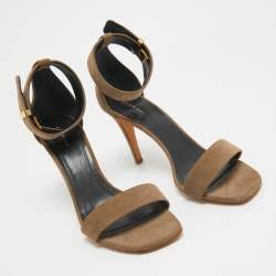 Pre Owned Celine Grey Suede Ankle Strap Sandals Size 38.5