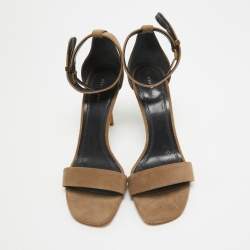 Pre Owned Celine Grey Suede Ankle Strap Sandals Size 38.5