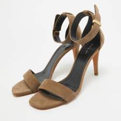 Pre Owned Celine Grey Suede Ankle Strap Sandals Size 38.5