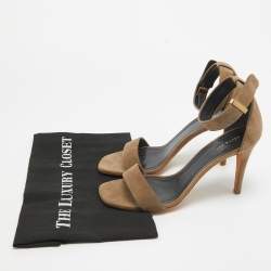 Pre Owned Celine Grey Suede Ankle Strap Sandals Size 38.5