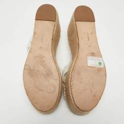 Pre Owned Celine White Leather Espadrille Sandals Size 41