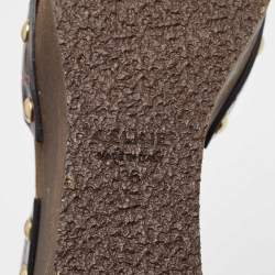 مملوكة مسبقًا Celine Brown Alligator Wedge Ankle Strap Sandals Size 36