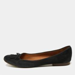 Celine Black Suede Bow Ballet Flats Size 38