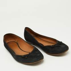 Celine Black Suede Bow Ballet Flats Size 38