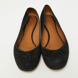 Celine Black Suede Bow Ballet Flats Size 38