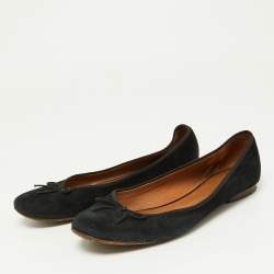 Celine Black Suede Bow Ballet Flats Size 38