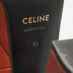 Pre Owned Celine Brown/White Leather Tassel Detail Platform Loafer Pumps Size 38