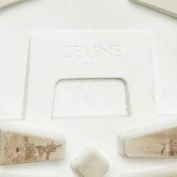 Pre Owned Celine White Canvas Combat Boots Size 36