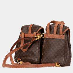 Pre Owned Celine Mini Macadam Coated Canvas Twin Backpack