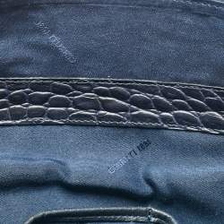 Cerruti 1881 Navy Blue Croc Embossed Faux Leather Shopper Tote