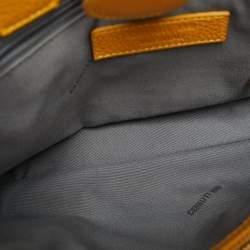 Pre Owned Cerruti 1881 Yellow Leather Crystal Studded Tote