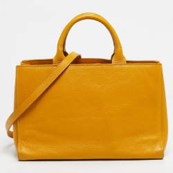 Pre Owned Cerruti 1881 Yellow Leather Crystal Studded Tote