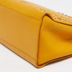 Pre Owned Cerruti 1881 Yellow Leather Crystal Studded Tote