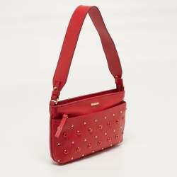 مملوكة مسبقًا Cerruti 1881 Crystal Studded Red Leather Shoulder Bag