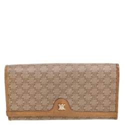 Celine Beige Macadam Coated Canvas and Leather Wallet