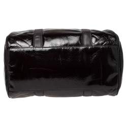 Pre Owned Cerruti 1881 Dark Brown Quilted Patent Leather Boston Bag