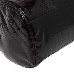 Pre Owned Cerruti 1881 Dark Brown Quilted Patent Leather Boston Bag