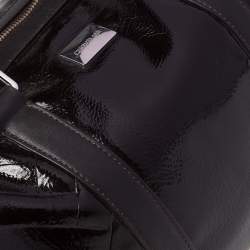 Pre Owned Cerruti 1881 Dark Brown Quilted Patent Leather Boston Bag