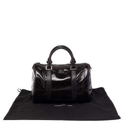 Pre Owned Cerruti 1881 Dark Brown Quilted Patent Leather Boston Bag