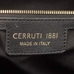 Pre Owned Cerruti Black Leather Snap Tote