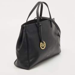 Pre Owned Cerruti Black Leather Snap Tote