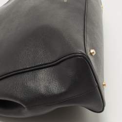 Pre Owned Cerruti Black Leather Snap Tote