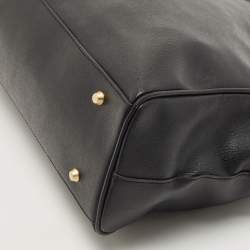 Pre Owned Cerruti Black Leather Snap Tote