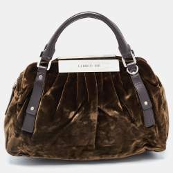 Cerruti Brown Velvet Pleated Satchel