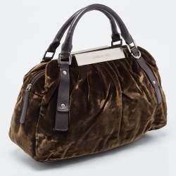 Cerruti Brown Velvet Pleated Satchel