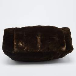 Cerruti Brown Velvet Pleated Satchel
