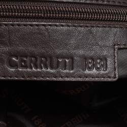 Cerruti Brown Velvet Pleated Satchel
