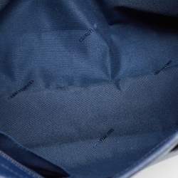 Cerruti Navy Blue Leather Top Zip Tote
