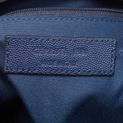 Pre Owned Cerruti Navy Blue Leather Top Zip Tote