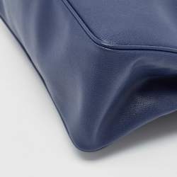 Pre Owned Cerruti Navy Blue Leather Top Zip Tote