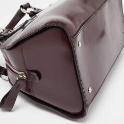 Cerruti Burgundy Patent Leather Zip Satchel