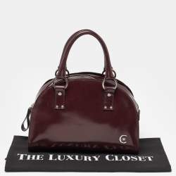 Cerruti Burgundy Patent Leather Zip Satchel