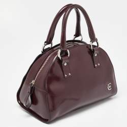 Cerruti Burgundy Patent Leather Zip Satchel