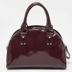 Cerruti Burgundy Patent Leather Zip Satchel