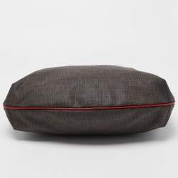 Cerruti Dark Brown/Red Monogram Coated Canvas and Leather Hobo