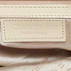 Cerruti Beige Signature Canvas and Patent Leather Boston Bag