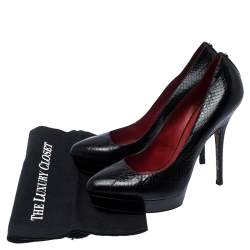 Cesare Paciotti Black Python Leather Platform Pumps Size 41
