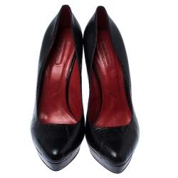 Cesare Paciotti Black Python Leather Platform Pumps Size 41
