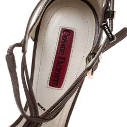 Cesare Paciotti Brown Leather Embellished Strappy Sandals Sandals Size 36