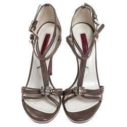 Cesare Paciotti Brown Leather Embellished Strappy Sandals Sandals Size 36