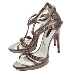 Cesare Paciotti Brown Leather Embellished Strappy Sandals Sandals Size 36