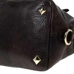 Cesare Paciotti Dark Brown Leather Dome Satchel