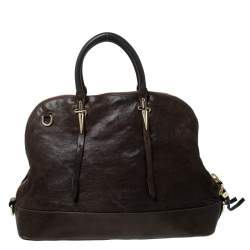 Cesare Paciotti Dark Brown Leather Dome Satchel