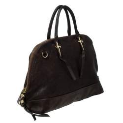Cesare Paciotti Dark Brown Leather Dome Satchel