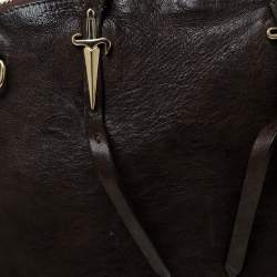 Cesare Paciotti Dark Brown Leather Dome Satchel