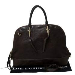 Cesare Paciotti Dark Brown Leather Dome Satchel